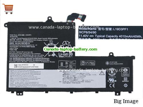 Canada Genuine Lenovo L19D3PF1 Battery SB10V25236 Li-Polymer 11.4V 45Wh