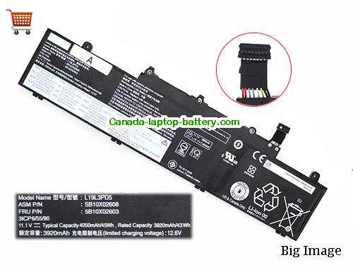 Genuine LENOVO L19C3PD5 Battery 4050mAh, 45Wh , 11.1V, Black , Li-Polymer