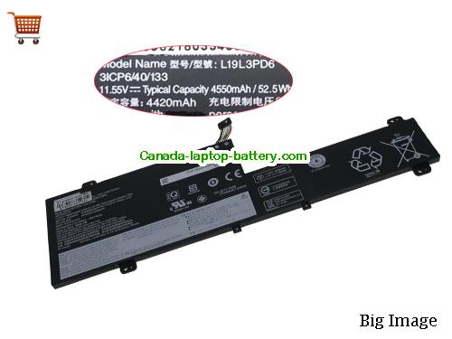 Genuine LENOVO L19C3PD6 Battery 4550mAh, 52.5Wh , 11.55V, Black , Li-Polymer