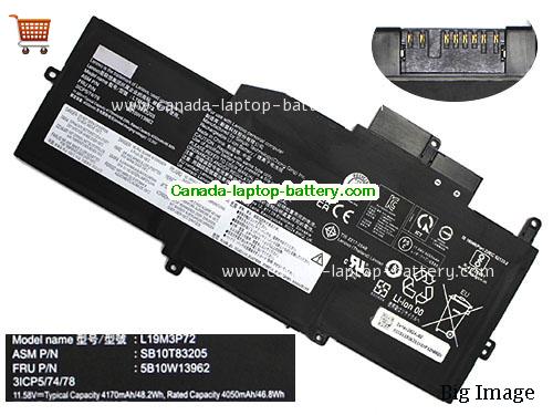 Genuine LENOVO ThinkPad X1 Nano Gen 1-20UN0012UK Battery 4170mAh, 48.2Wh , 11.58V, Black , Li-Polymer