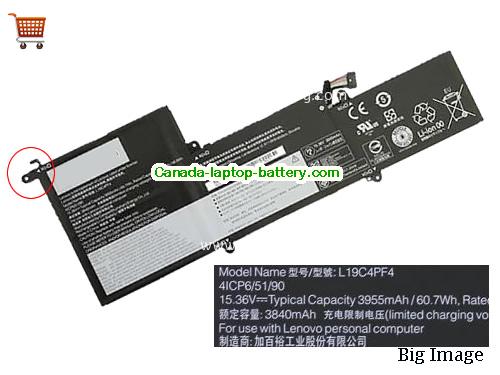 Canada Genuine Lenovo L19M4PF4 Battery L19C4PF4 4ICP6/51/90 Li-Polymer 15.6v 3960mah 60.7Wh