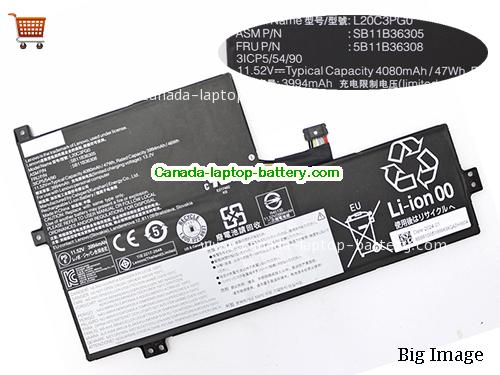 Canada Genuine L20C3PG0 Battery for Lenovo SB11B36305 5B11B36308 Li-Polymer 11.52v 47wh