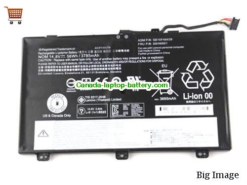 Genuine LENOVO ThinkPad S3 Yoga 14 20DM003WGE Battery 3785mAh, 56Wh , 14.8V, Black , Li-ion