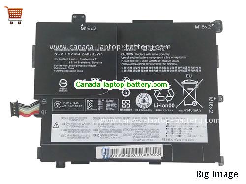 Genuine LENOVO ThinkPad 10 2 Battery 4200mAh, 32Wh , 7.6V, Black , Li-ion