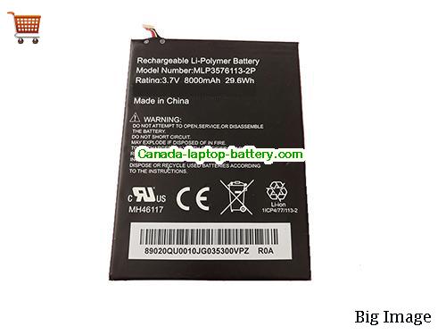 MCNAIR P3576113-2P Replacement Laptop Battery 8000mAh, 29.6Wh  3.7V Black Li-Polymer