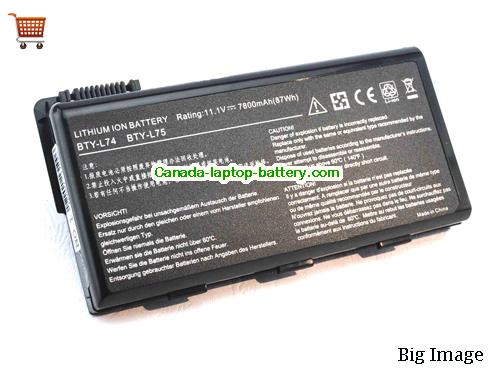 MSI CR610-0W2XEU Replacement Laptop Battery 7800mAh 11.1V Black Li-ion