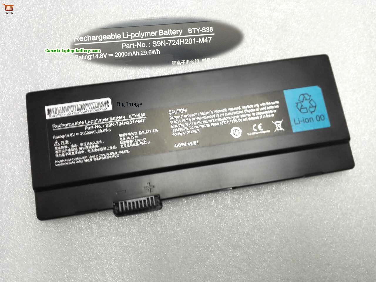 Genuine MSI BTY-S38 Battery 2000mAh, 29.6Wh , 14.8V, Black , Li-ion