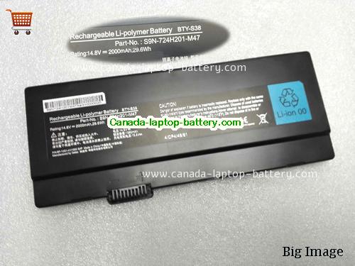 Genuine MSI BTY-S38 Battery 2000mAh, 29.6Wh , 14.8V, Black , Li-ion