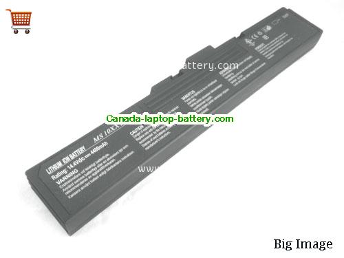 MSI MS-10xx Replacement Laptop Battery 4400mAh 14.4V Black Li-ion