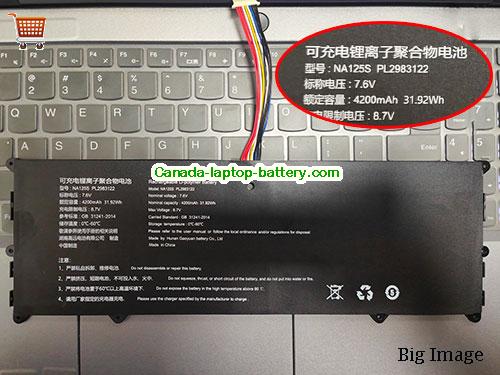 Canada Original Laptop Battery for  MAIBENBEN NA125S PL2983122, Xiaomai X228,  Black, 4200mAh, 31.92Wh  7.6V