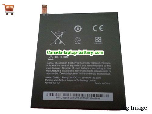Canada Rechargeable G99951 Battery Amperex Li-Polymer Other 3.8v 5840mah