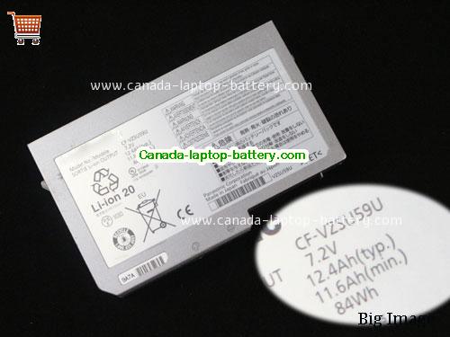 Genuine PANASONIC CF-VZSU64U Battery 12400mAh, 84Wh , 12.4Ah, 7.2V, Sliver , Li-ion