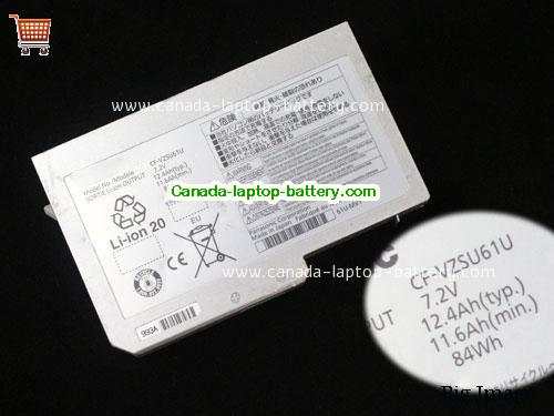 Genuine PANASONIC CF-VZSU62U Battery 12400mAh, 84Wh , 11.6Ah, 7.2V, Sliver , Li-ion