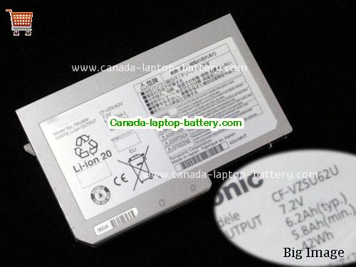 Genuine PANASONIC CF-VZSU64AJS Battery 5800mAh, 42Wh , 6.2Ah, 7.2V, Silver , Li-ion