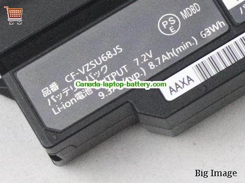 Genuine PANASONIC CF-J10 Battery 9300mAh, 63Wh , 8.7Ah, 7.2V, Black , Li-ion