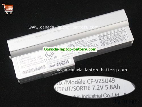 Genuine PANASONIC CF-R6MC4AXS Battery 5800mAh, 5.8Ah, 7.2V, Sliver , Li-ion