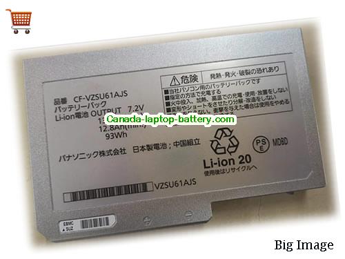 Genuine PANASONIC CF-VZSU61U Battery 12917mAh, 93Wh , 13.6Ah, 7.2V, Sliver , Li-ion