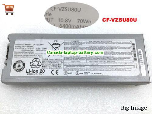 Genuine PANASONIC CF-VZSU80U Battery 6400mAh, 70Wh , 10.8V, Grey , Li-ion