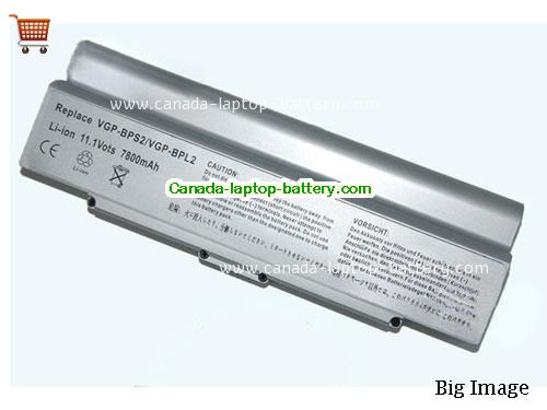 SONY VAIO VGN-FS52B Replacement Laptop Battery 6600mAh 11.1V Silver Li-ion