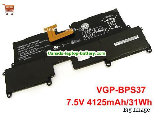 Genuine SONY VAIO - SVP112A1CW Battery 4125mAh, 31Wh , 7.5V, Black , Li-ion