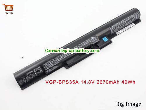 Genuine SONY VAIO SVF1521J2E Battery 2670mAh, 40Wh , 14.8V, Black , Li-ion