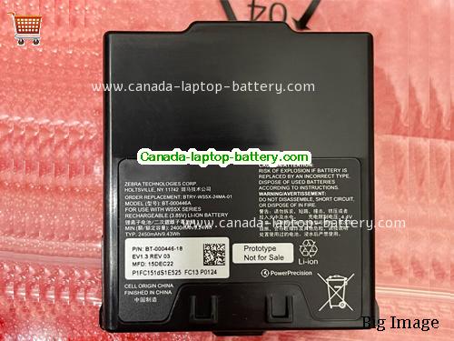 Genuine ZEBRA BT-000446-18 Battery 2400mAh, 9.24Wh , 3.85V,  , Li-ion