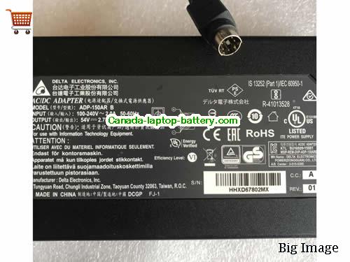 DELTA  54V 2.78A AC Adapter, Power Supply, 54V 2.78A Switching Power Adapter