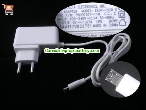 DELTA  9V 1.67A AC Adapter, Power Supply, 9V 1.67A Switching Power Adapter