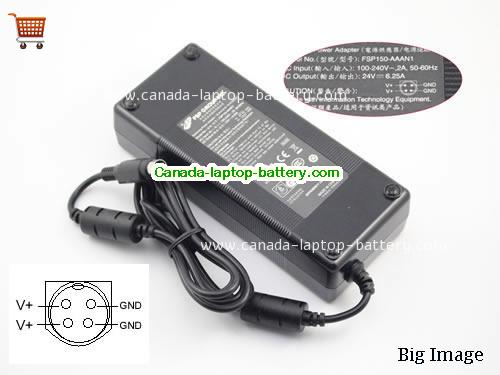 WELLTRONICS WTS-2405W Laptop AC Adapter 24V 6.25A 150W