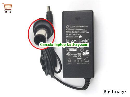 Canada LEADER ELECTRONICS INC AUDIO VIDEO APPARATUS 24V 3A 72W Power Supply Adapter NU70-F240300-L1  Power supply 