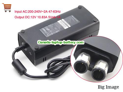 Canada Genuine Microsoft  Xbox 360 Slim Brick Adapter 12V 10.83A X818315-006 PB-2131-02MX Power Supply Power supply 