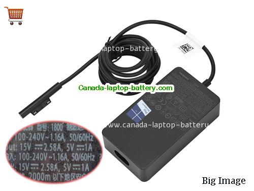 MICROSOFT SURFACE PRO 5 Laptop AC Adapter 15V 2.58A 44W