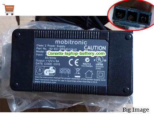 MOBITRONIC  12V 5A AC Adapter, Power Supply, 12V 5A Switching Power Adapter