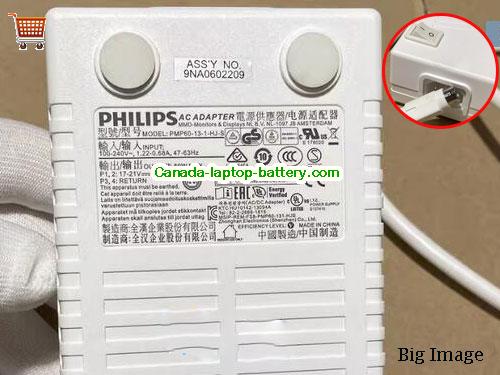 PHILIPS  17V 3.53A AC Adapter, Power Supply, 17V 3.53A Switching Power Adapter