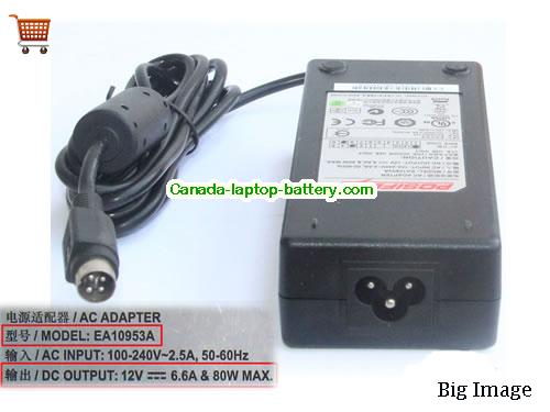 Canada Genuine Posiflex EA10953A Ac adapter 12v 6.6A 80W Power Supply 4 Pin Power supply 