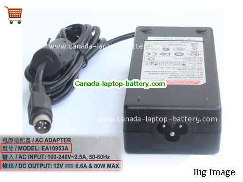 Canada Genuine Posiflex EA10953A Ac adapter 12v 6.6A 80W Power Supply 4 Pin Power supply 