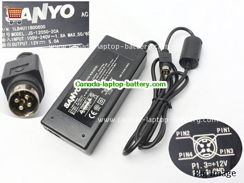 SANYO  12V 5A AC Adapter, Power Supply, 12V 5A Switching Power Adapter