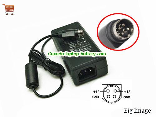Canada Genuine Soy SOY-1200500K1 Ac Adapter 12v 5A for Monitor Round with 4 Pins Power supply 