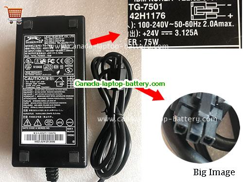 Tiger  24V 3.125A AC Adapter, Power Supply, 24V 3.125A Switching Power Adapter